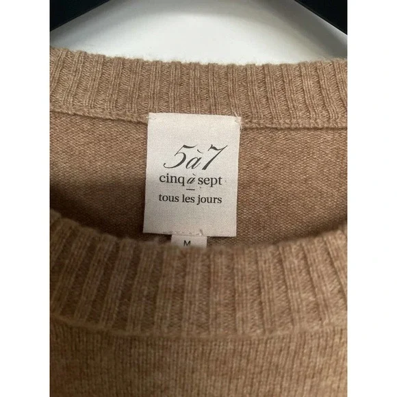 Cinq a sept 100% Cashmere knotted sweater Camel Size M FLAW - Picture 2 of 7
